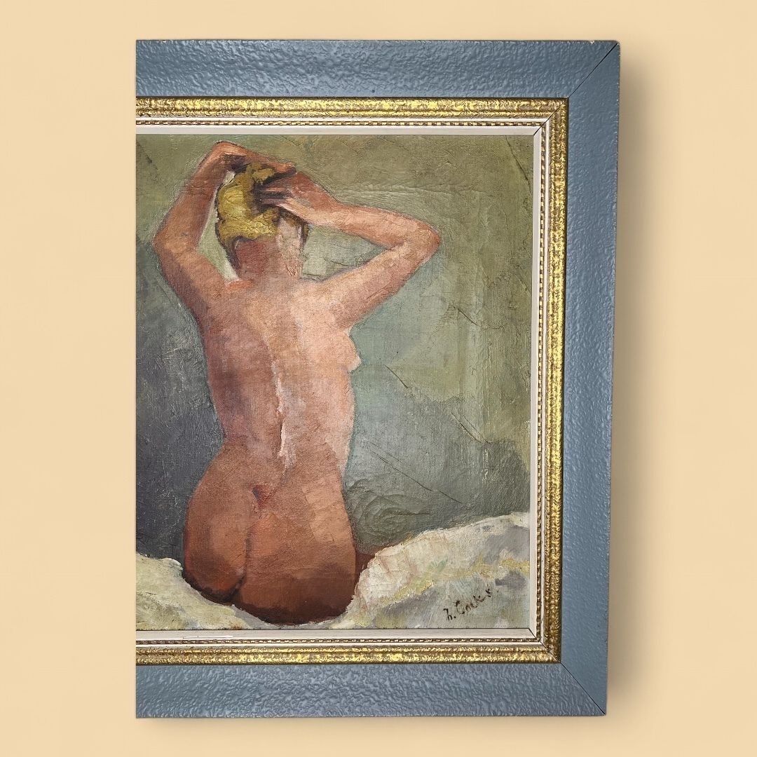 Seated Nude, Oil On Canvas Painting photo for sale