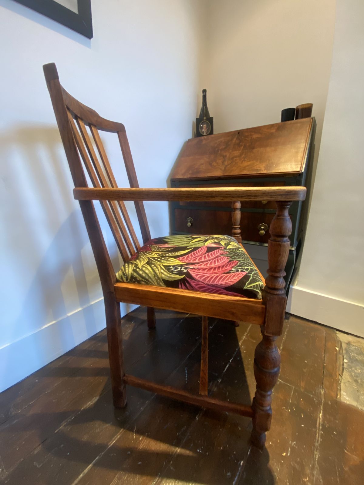 Antique Wooden Desk Chair Reupholstered In Velvet Belorizonte Christian Lacroix Fabric photo Furniture