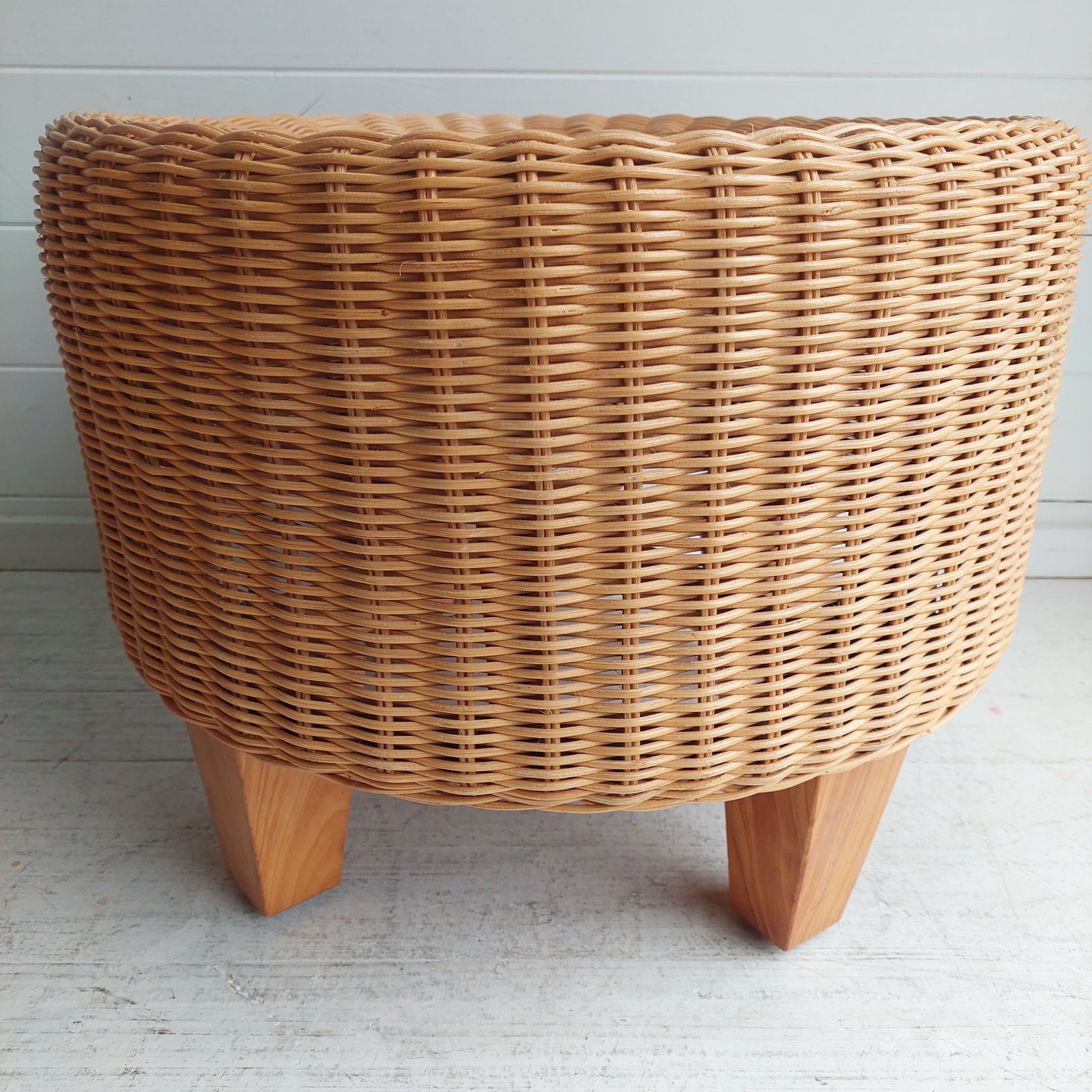 photo furniture Vintage Ikea Wicker Footstools Side Tables Ottomans Late Mid Century, 90s Set Of 2