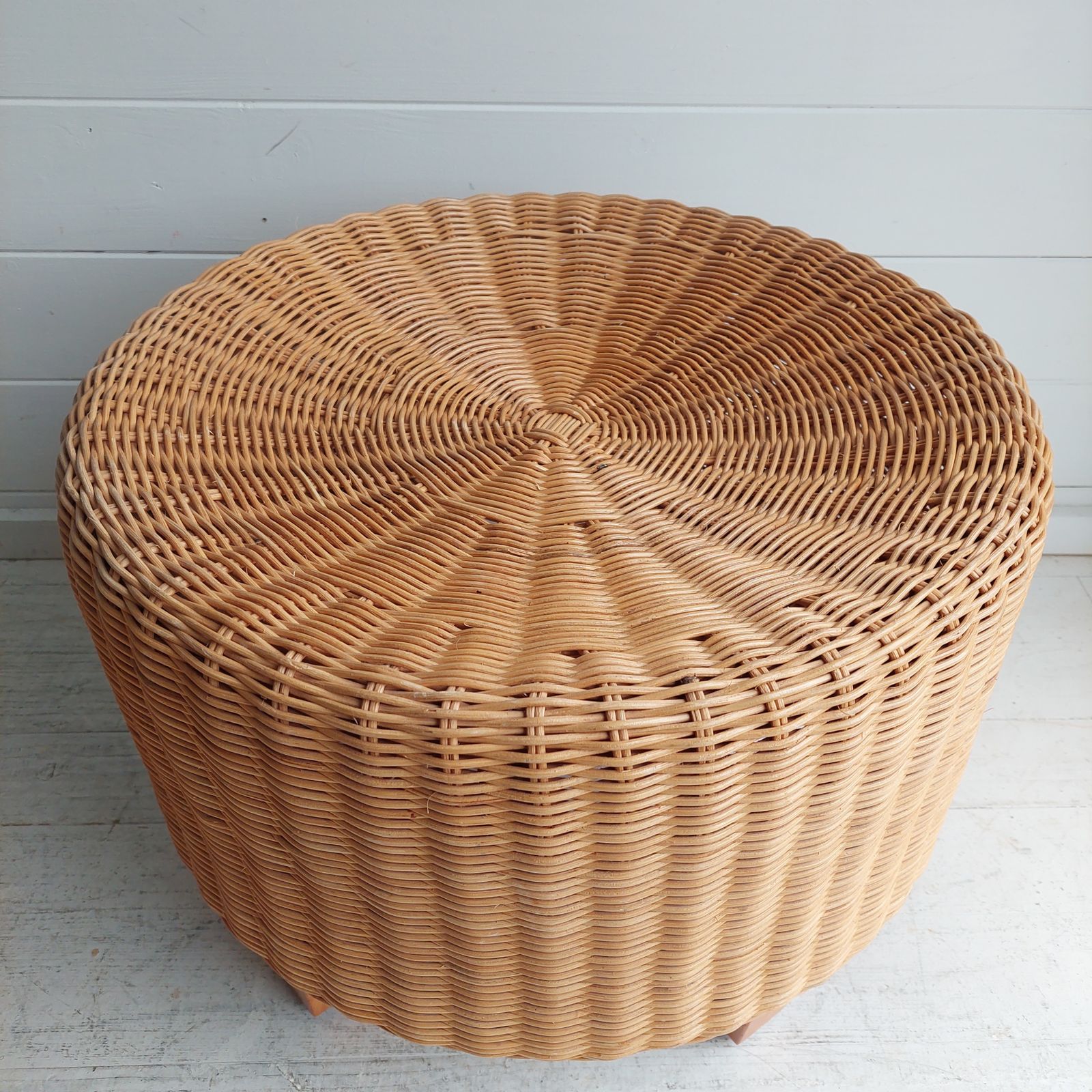 225.0 Vintage Ikea Wicker Footstools Side Tables Ottomans Late Mid Century, 90s Set Of 2 photo