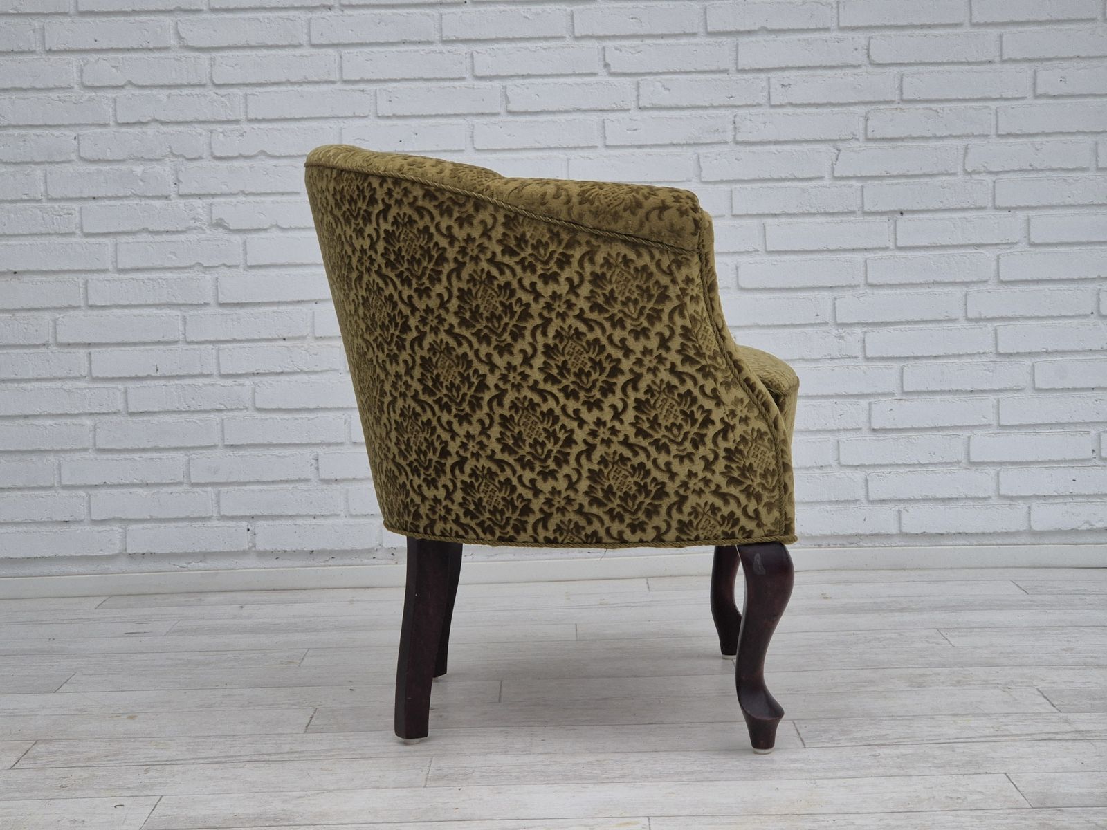 1950s, Danish Lounge Chair, Reupholstered, Green Furniture Fabric. photo for sale