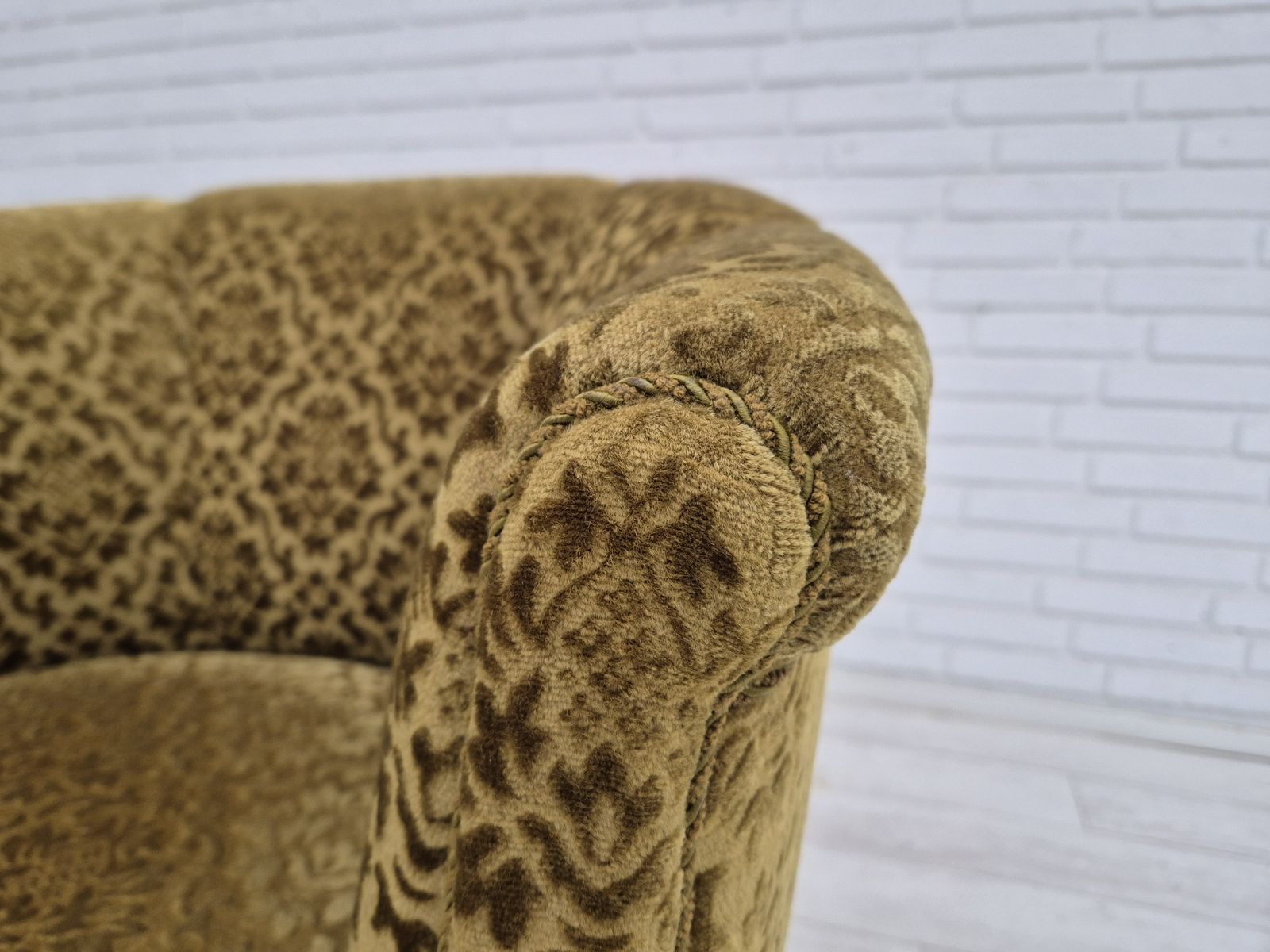 890.0 1950s, Danish Lounge Chair, Reupholstered, Green Furniture Fabric. photo