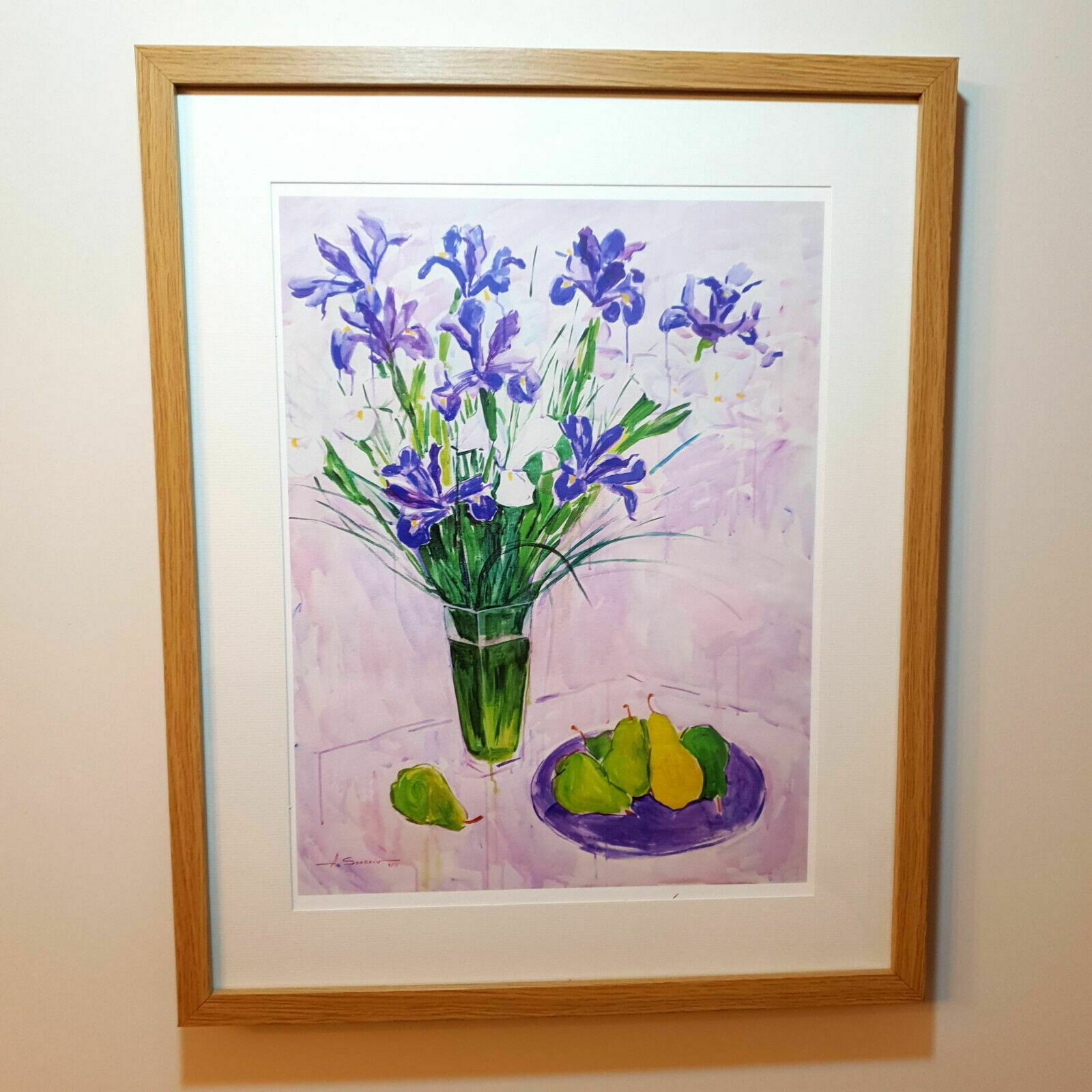 Artist Signed Alexander Sorokin Art Print Floral Still Life Flowers Framed H54cm