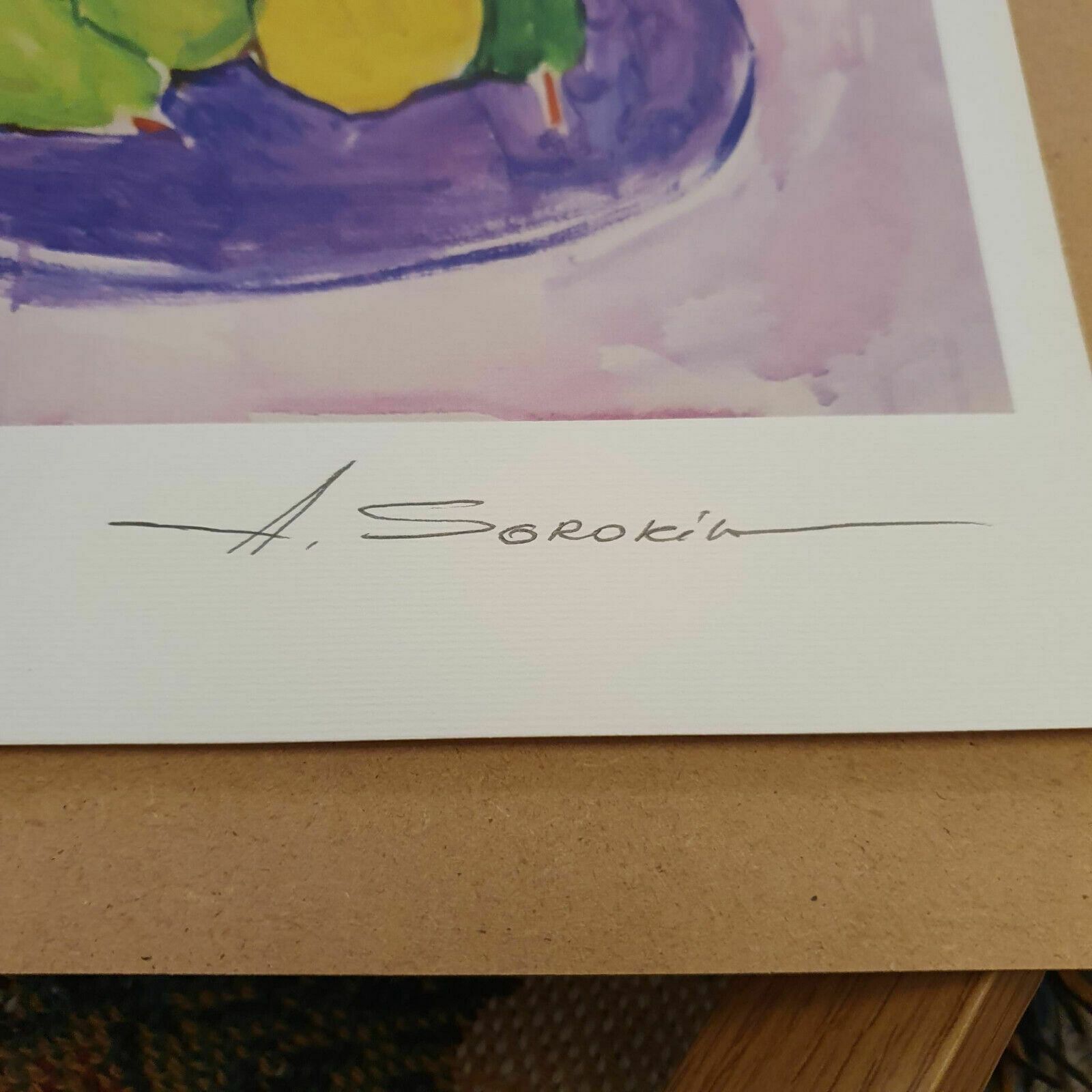 Artist Signed Alexander Sorokin Art Print Floral Still Life Flowers Framed H54cm photo Art