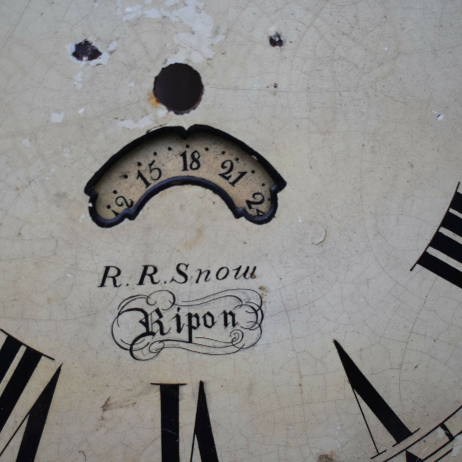 Antique Georgian Richard Snow Salvage Hand Painted Enamel Grandfather Clock Face photo for sale