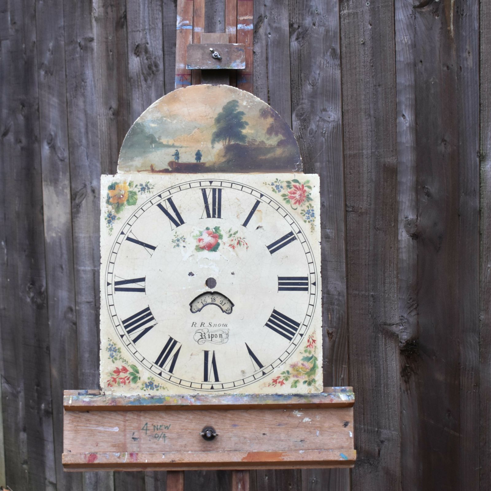 Antique Georgian Richard Snow Salvage Hand Painted Enamel Grandfather Clock Face photo Home Decor