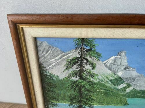 Vintage Framed Painting By Cliff Boddy Of Maligne Lake Canadian Rockies photo furniture
