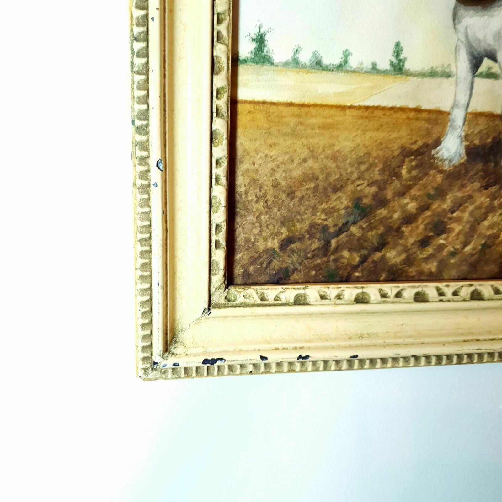Artist Signed Watercolour Ploughing Horses & Farmer Framed Vintage Landscape Art photo vintage