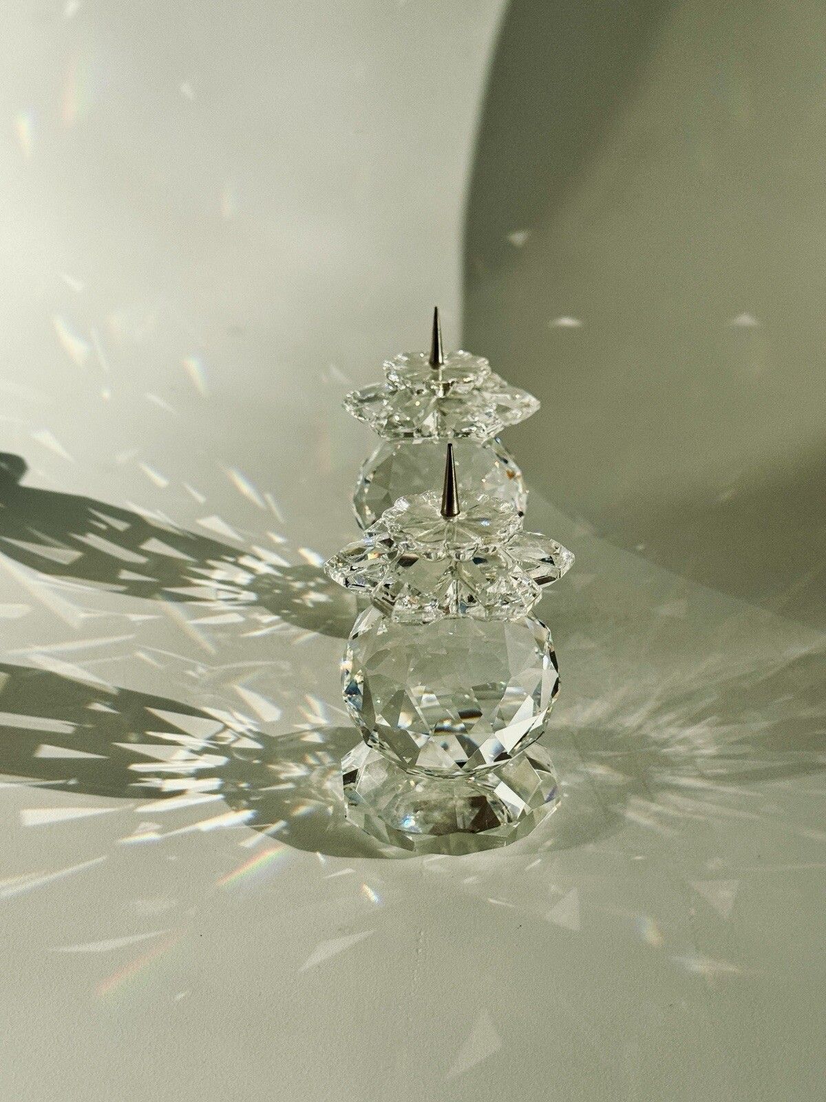 50.0 A Rare Pair Of Swarovski Crystal Faceted Pin Style Candle Holders Model 103 photo