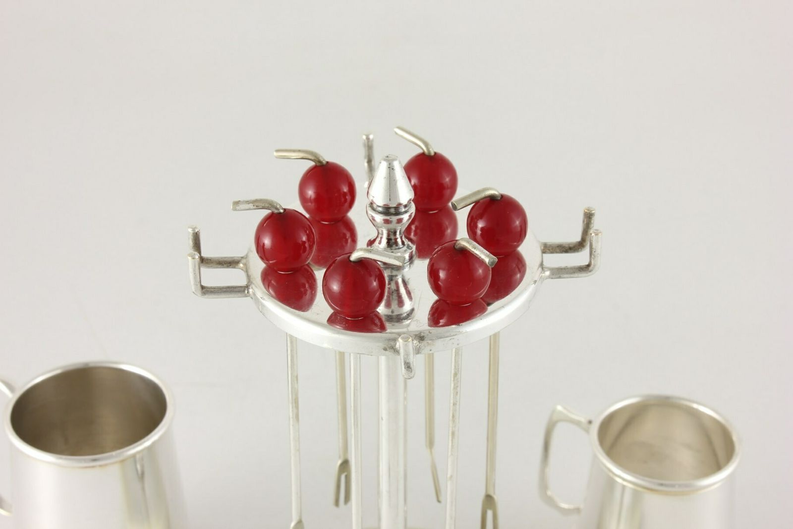 Vintage Bar Accessory Set. Silver Plate Cherry Cocktail Picks. Ph Vogel. photo buy
