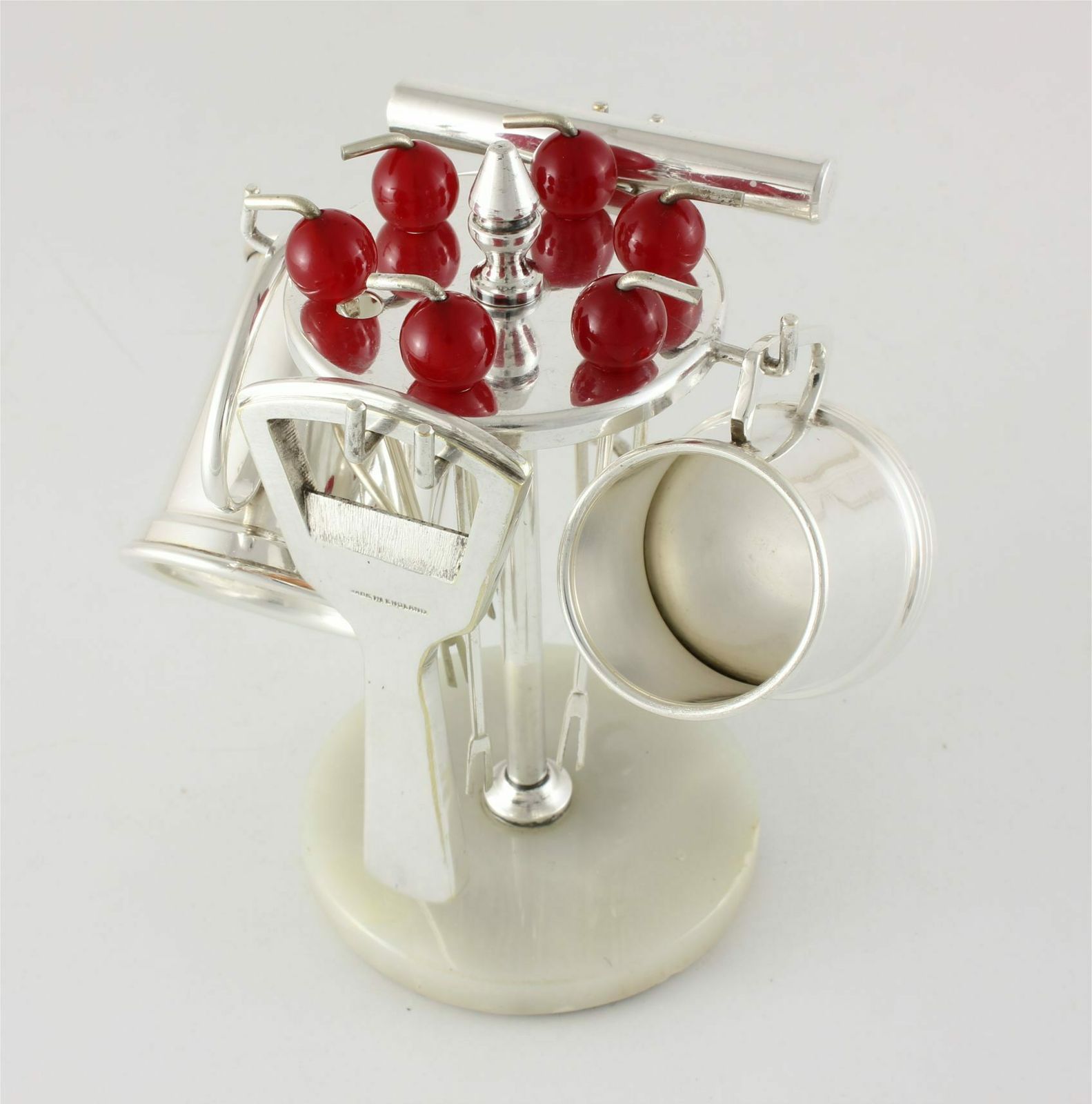 Vintage Bar Accessory Set. Silver Plate Cherry Cocktail Picks. Ph Vogel. photo vintage