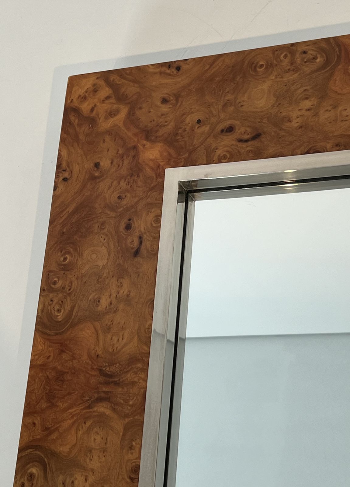 Willy Rizzo Elm Burl Veneer And Chrome Mirror photo Home Decor