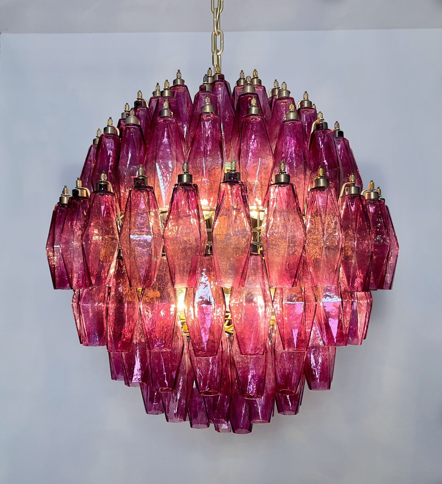photo vintage Amazing Spherical Murano Poliedri Candelier   140 Poliedri Amethyst