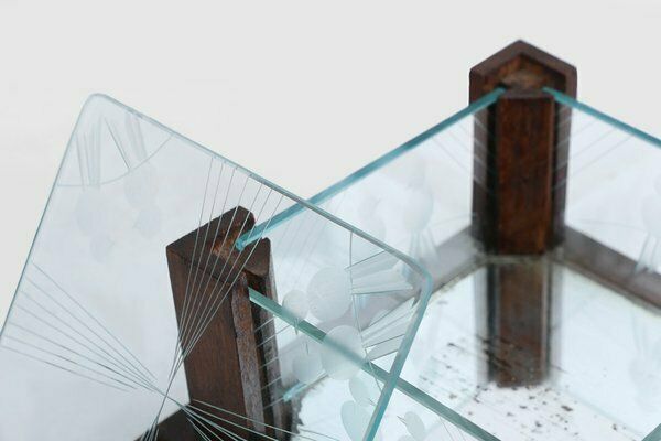 photo furniture Art Deco Jewelry Box In Facet Cut Glass And Oak, 1930s