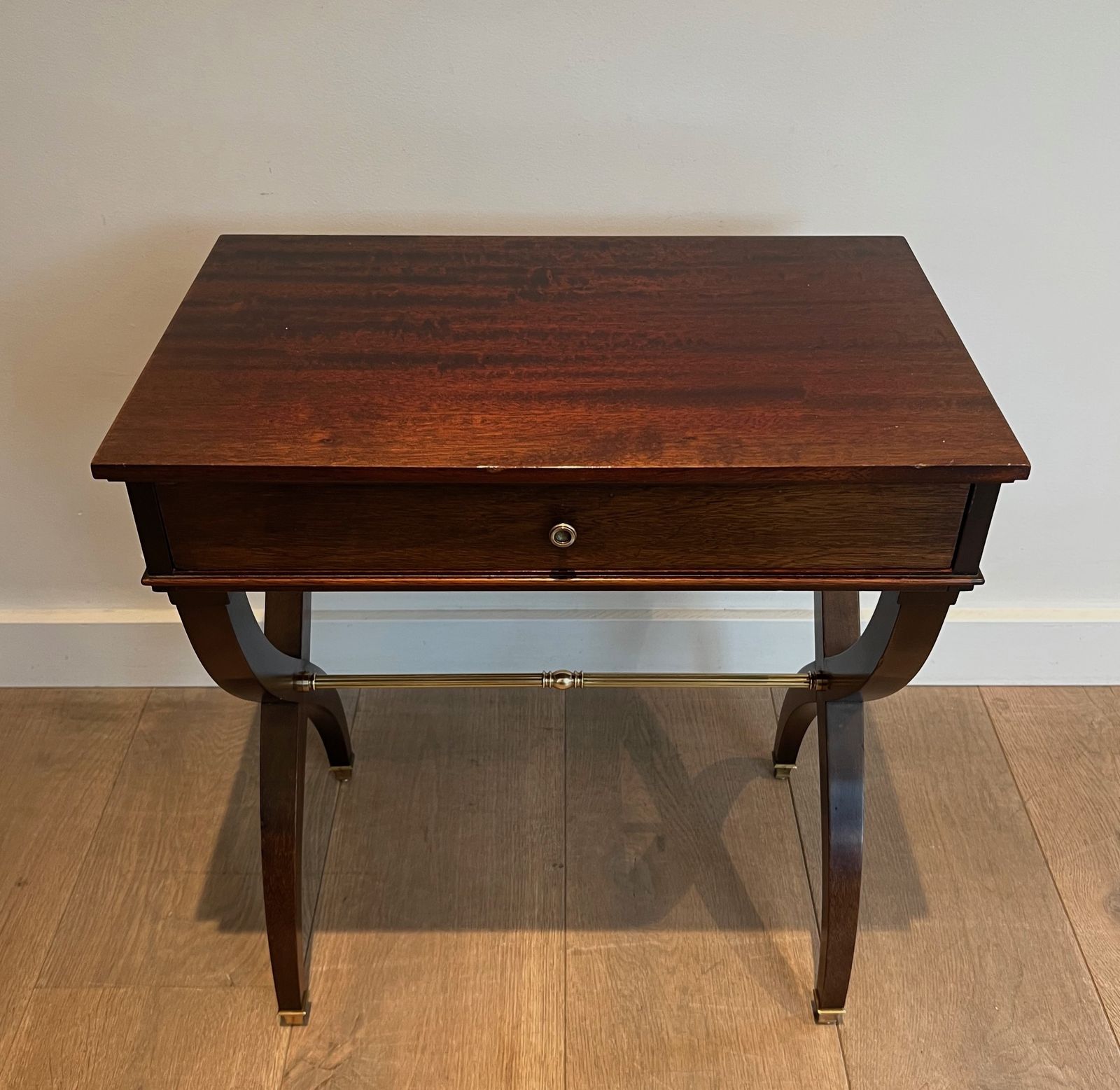 Neoclassical Style End Table In Mahogany And Brass In The Style Of Maison Jansen photo 1250.0