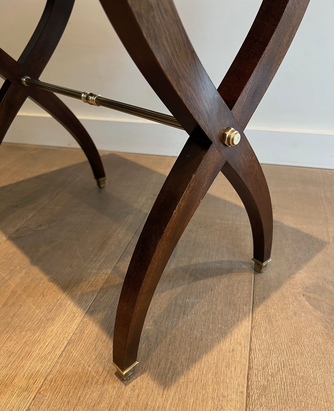 photo for sale Neoclassical Style End Table In Mahogany And Brass In The Style Of Maison Jansen