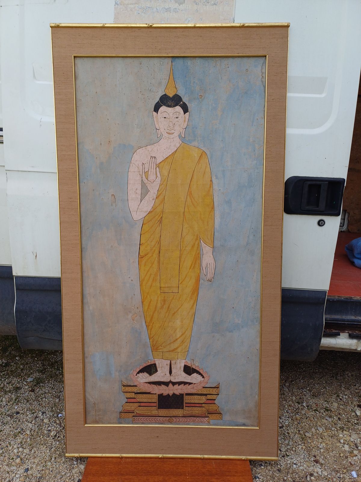 Silk Painting 19th Buddha Thailand photo Art