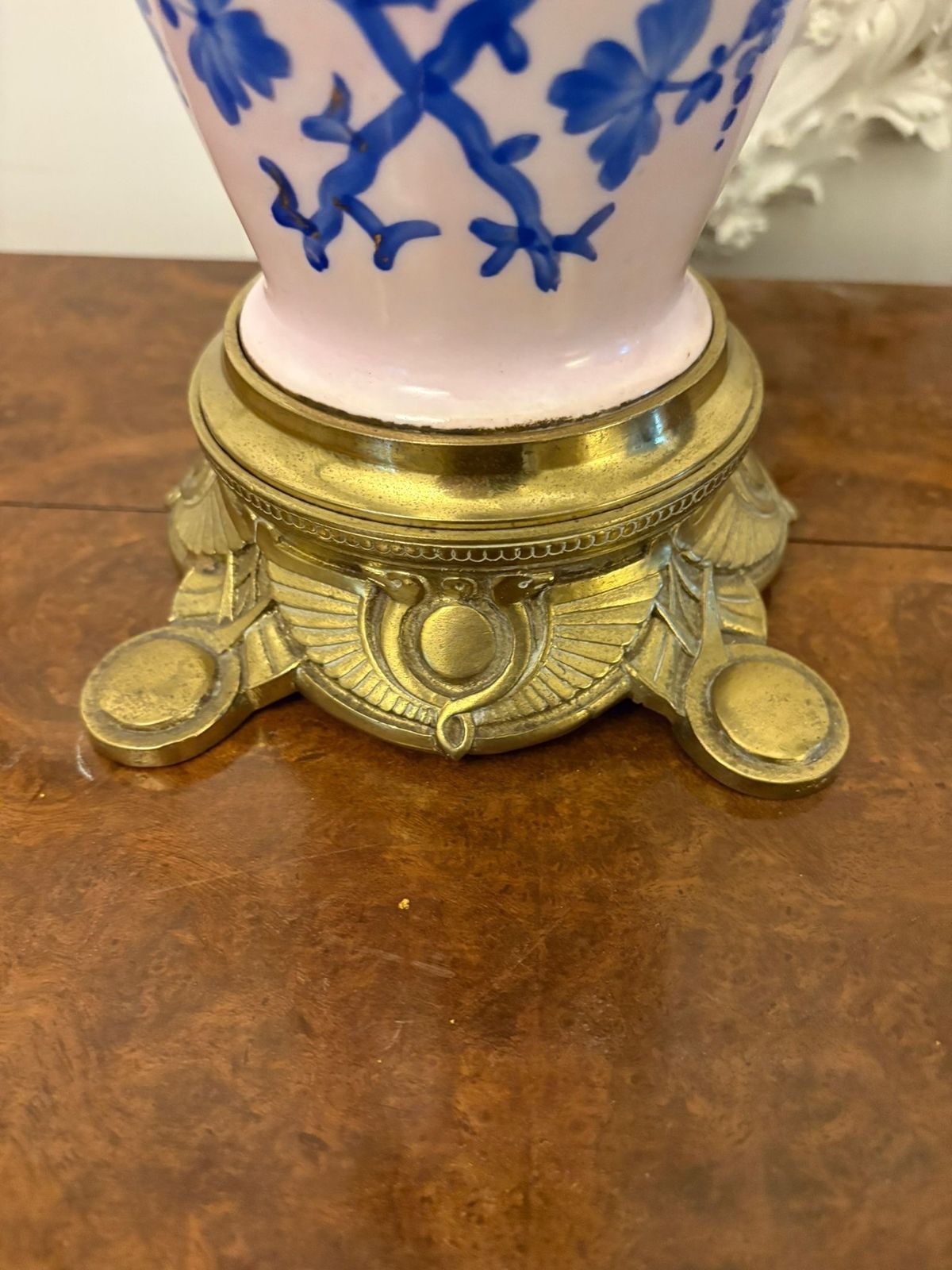 Unusual Outstanding Quality Large Antique 19th Cenutry Porcelain Oil Lamp photo buy