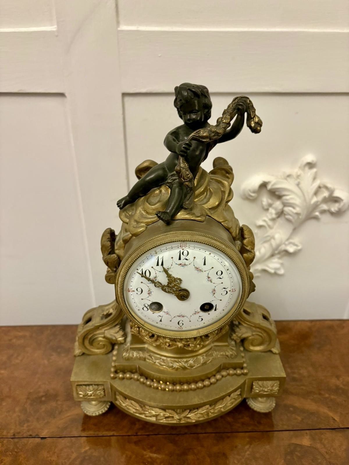 Antique 19th Century French Quality Ornate Ormolu And Bronze Mantle Clock photo Home Decor