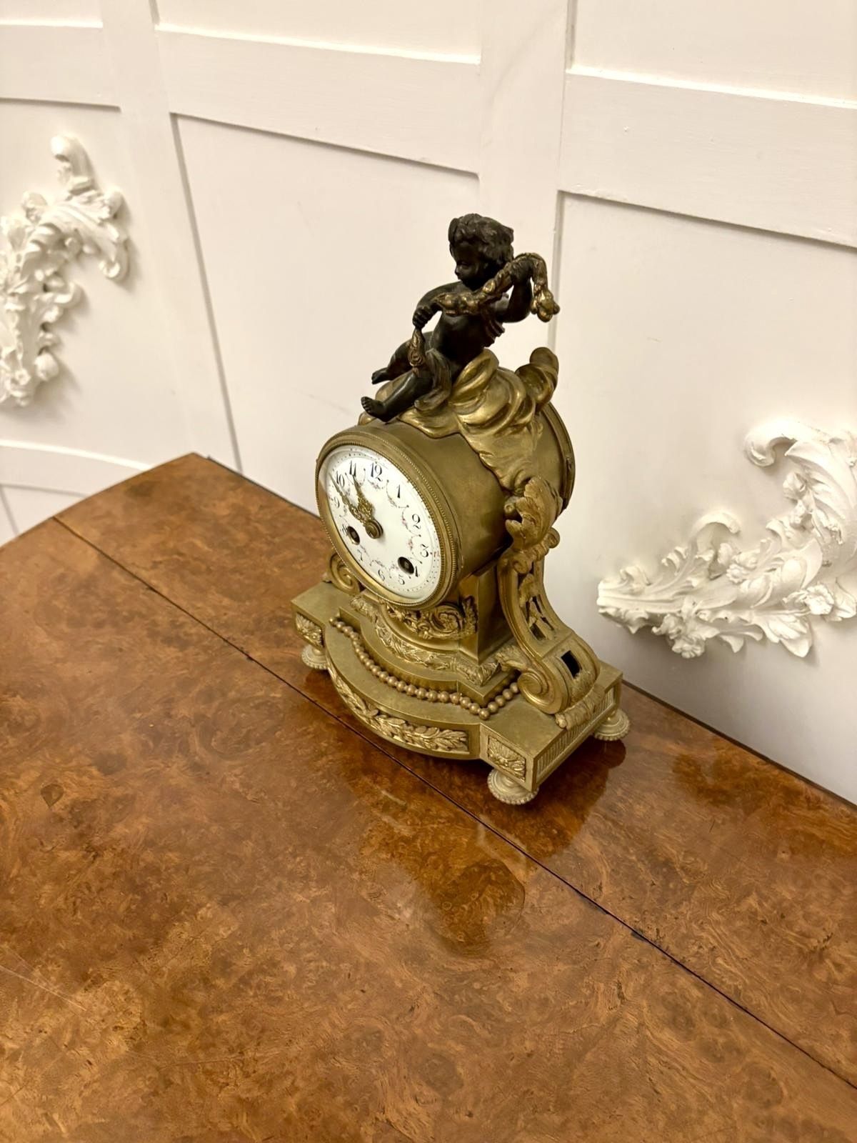 Antique 19th Century French Quality Ornate Ormolu And Bronze Mantle Clock photo 2995.0