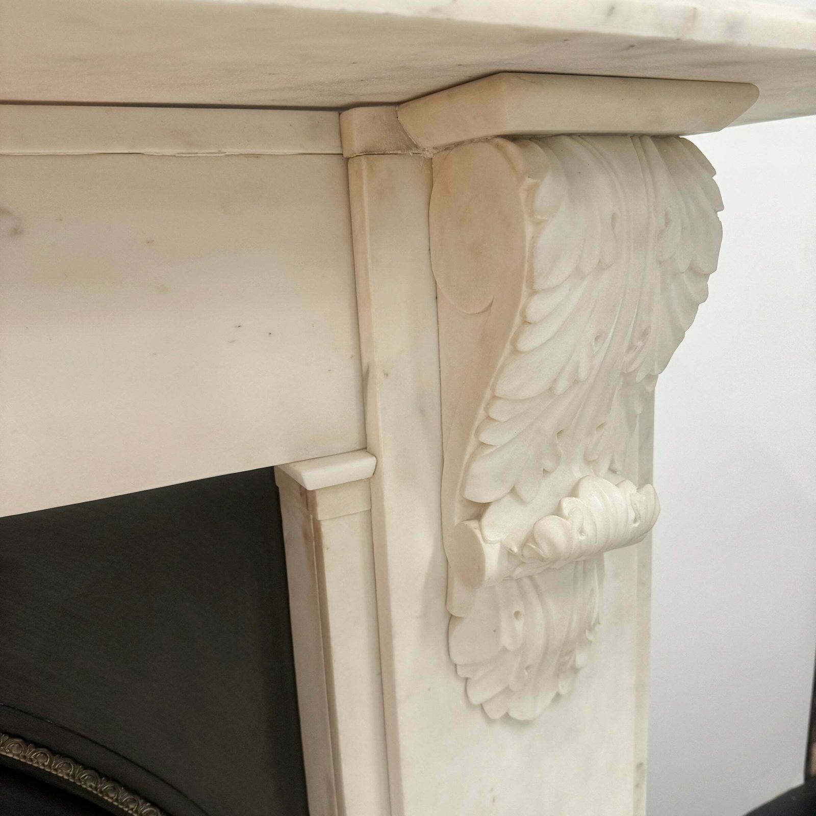 photo furniture Antique Victorian Statuary Marble Chimneypiece With Carved Corbels