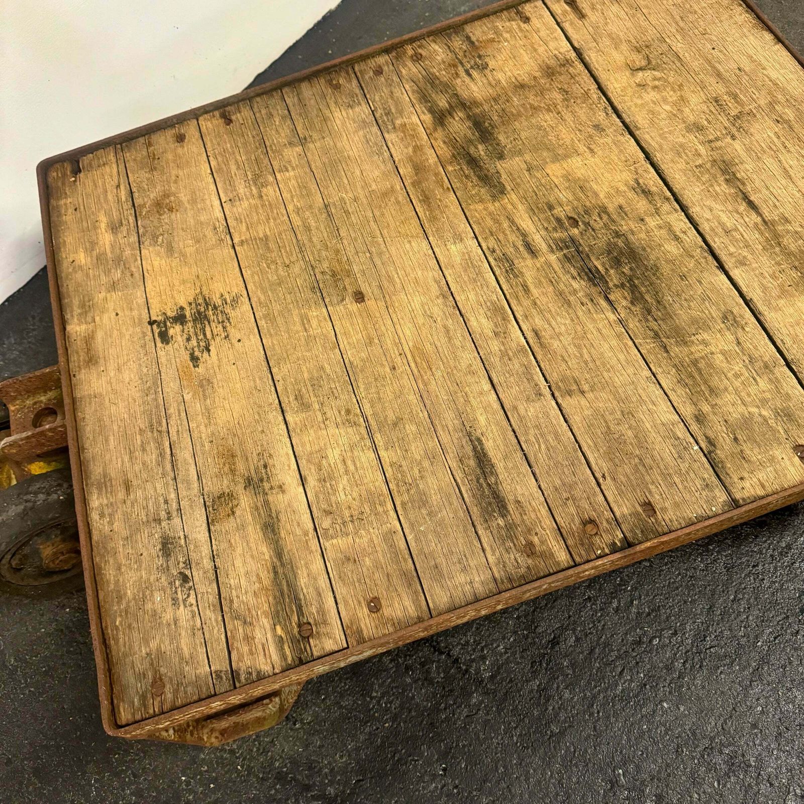 Furniture Antique Wooden Tuglift Trolley photo