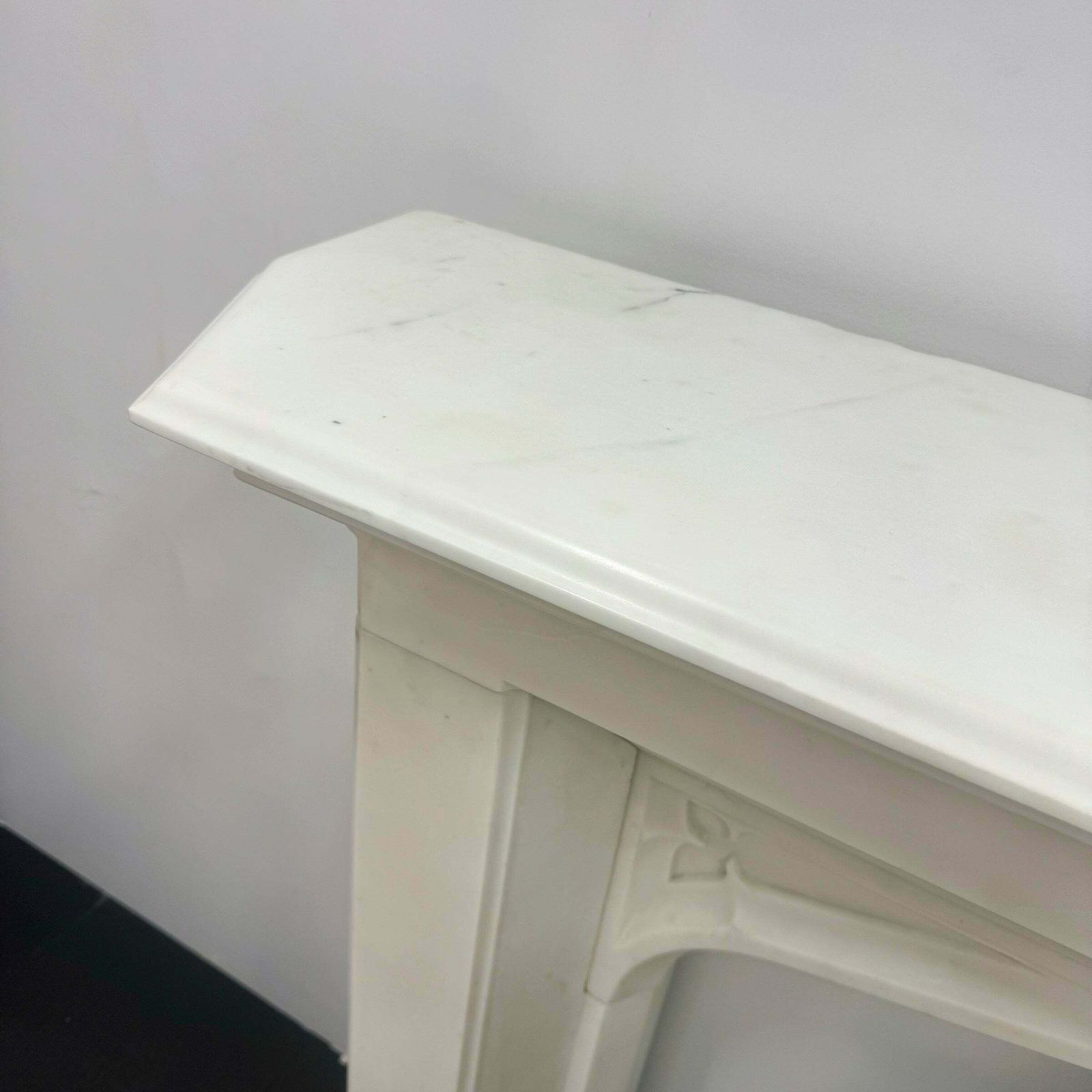photo furniture Antique Gothic Revival Statuary Marble Fireplace