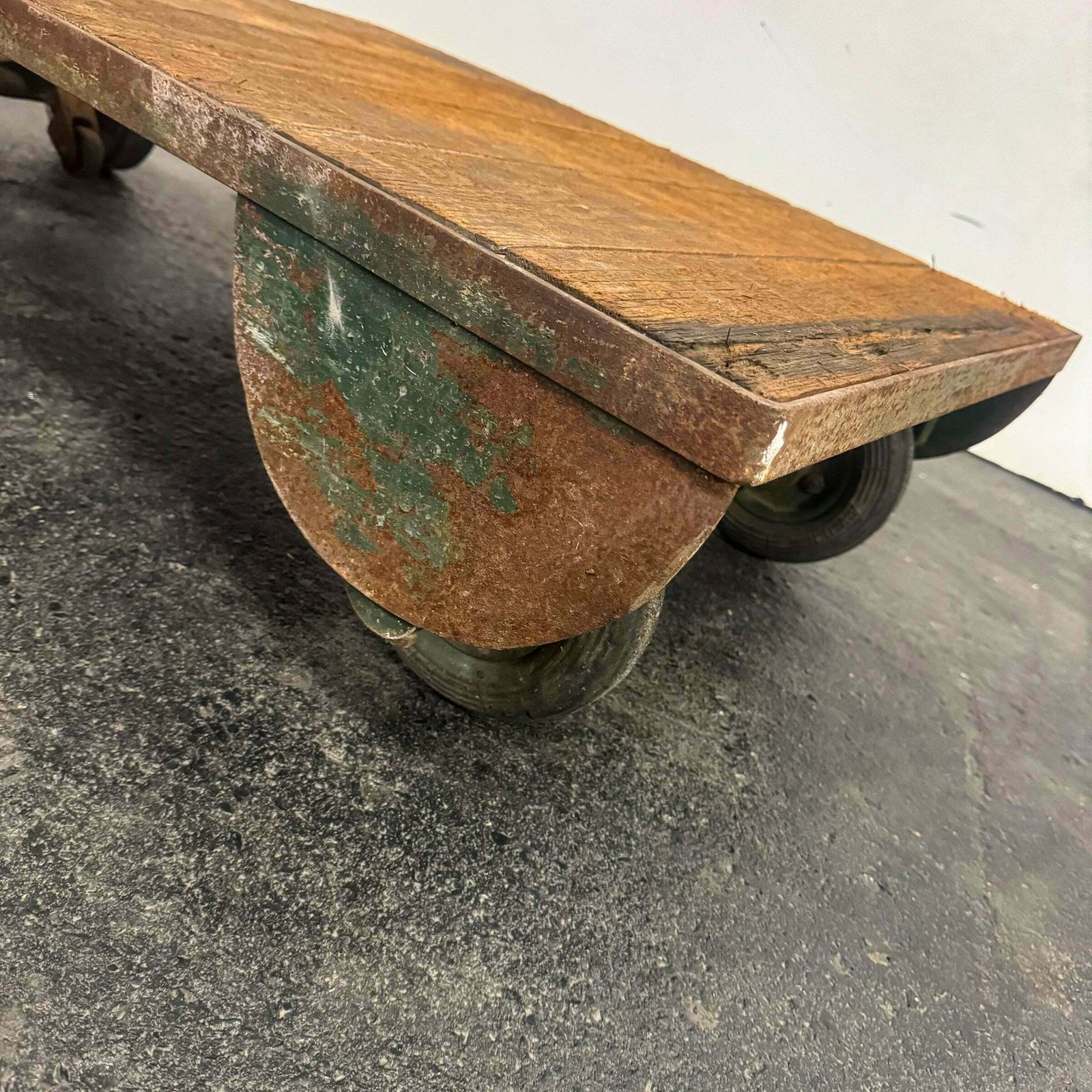 photo for sale Antique Wooden Tuglift Trolley