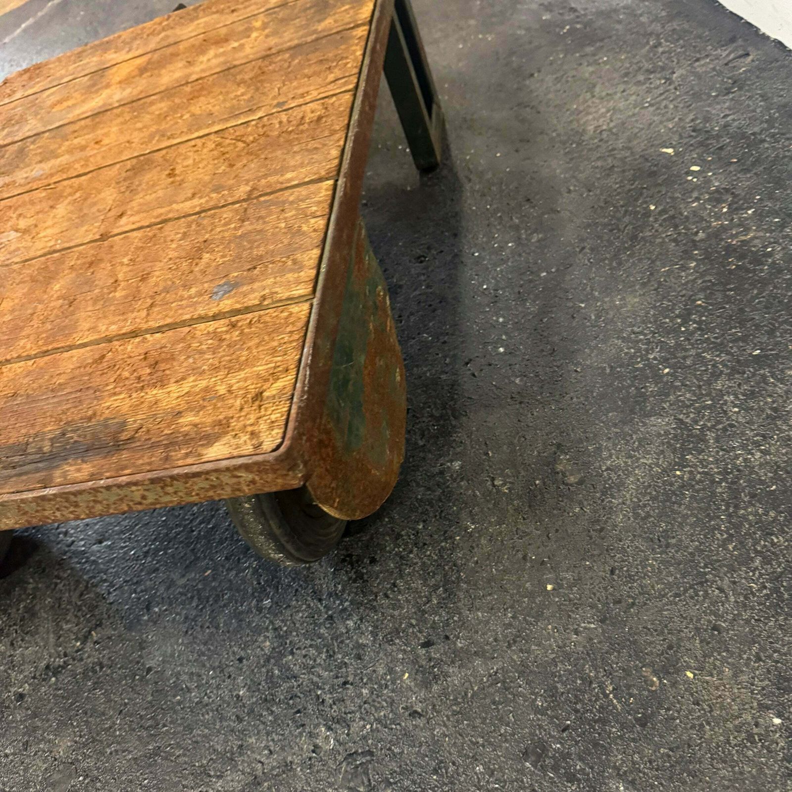 250.0 Antique Wooden Tuglift Trolley photo