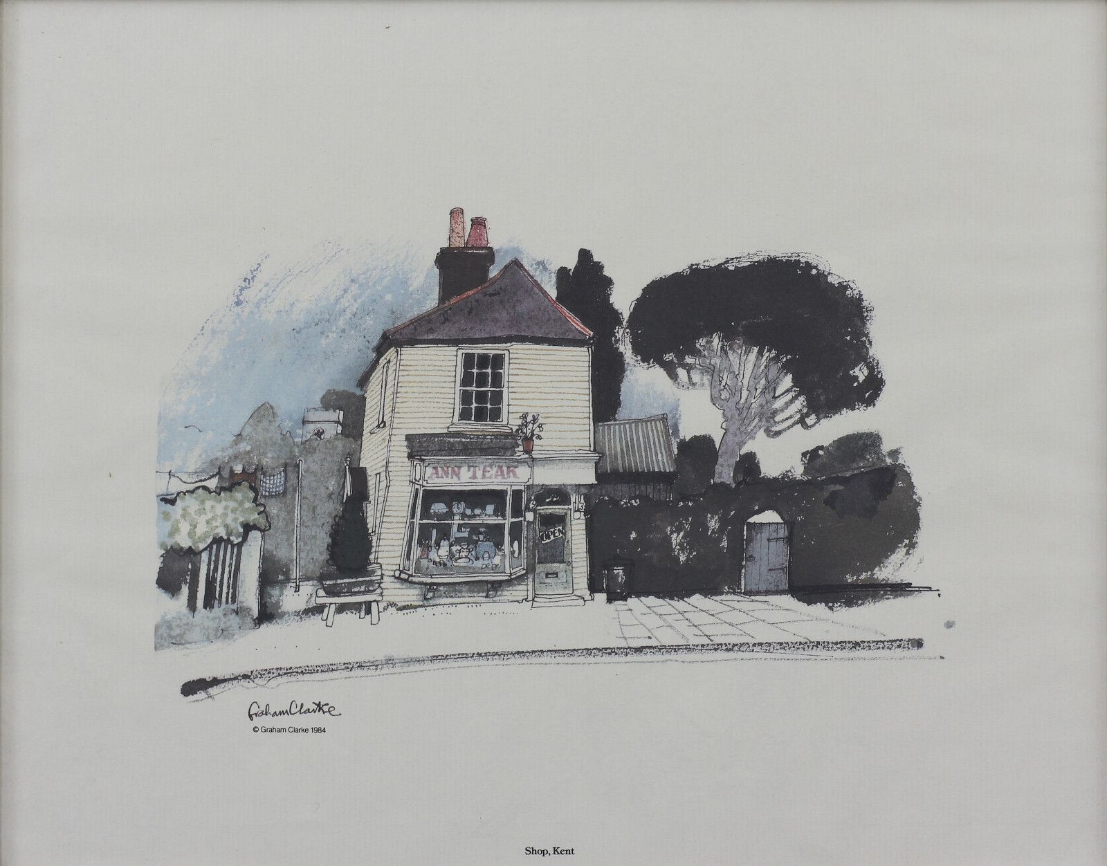 2 Prints By Graham Clarke. Titled 'Shop, Kent' And 'Staplehurst, Kent'. photo 65.0