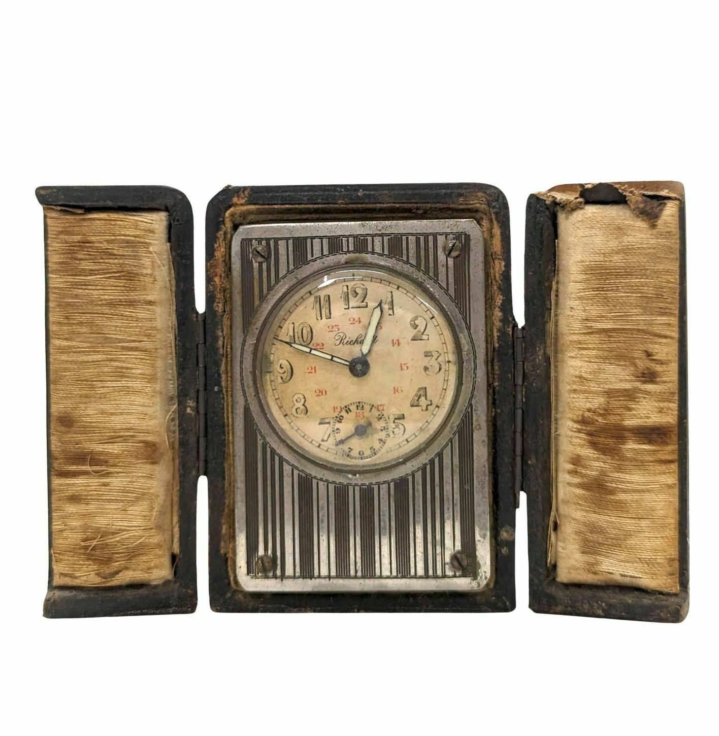 Early 20th Century Art Deco Travel Clock In Silver Plated Bronze