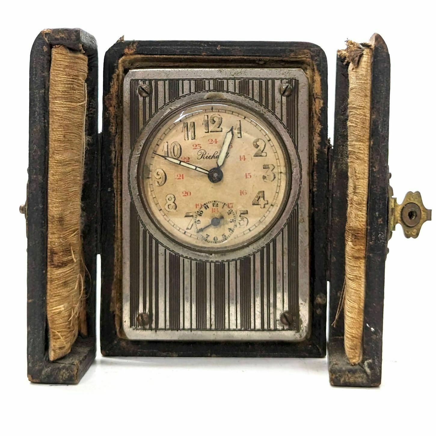 Early 20th Century Art Deco Travel Clock In Silver Plated Bronze photo furniture