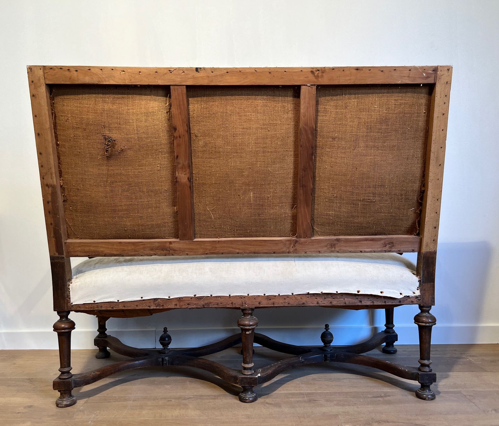 Furniture Louis XIII Style High Back Walnut Sofa photo
