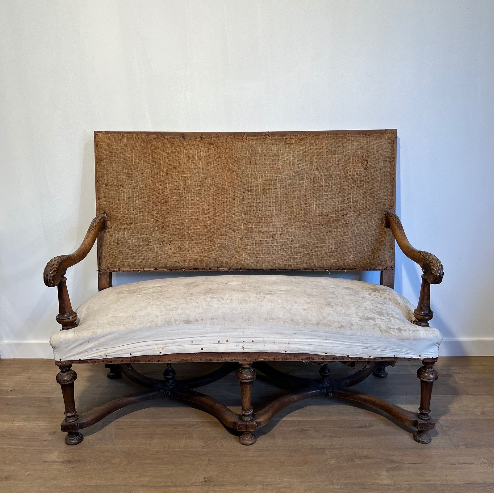 1950.0 Louis XIII Style High Back Walnut Sofa photo