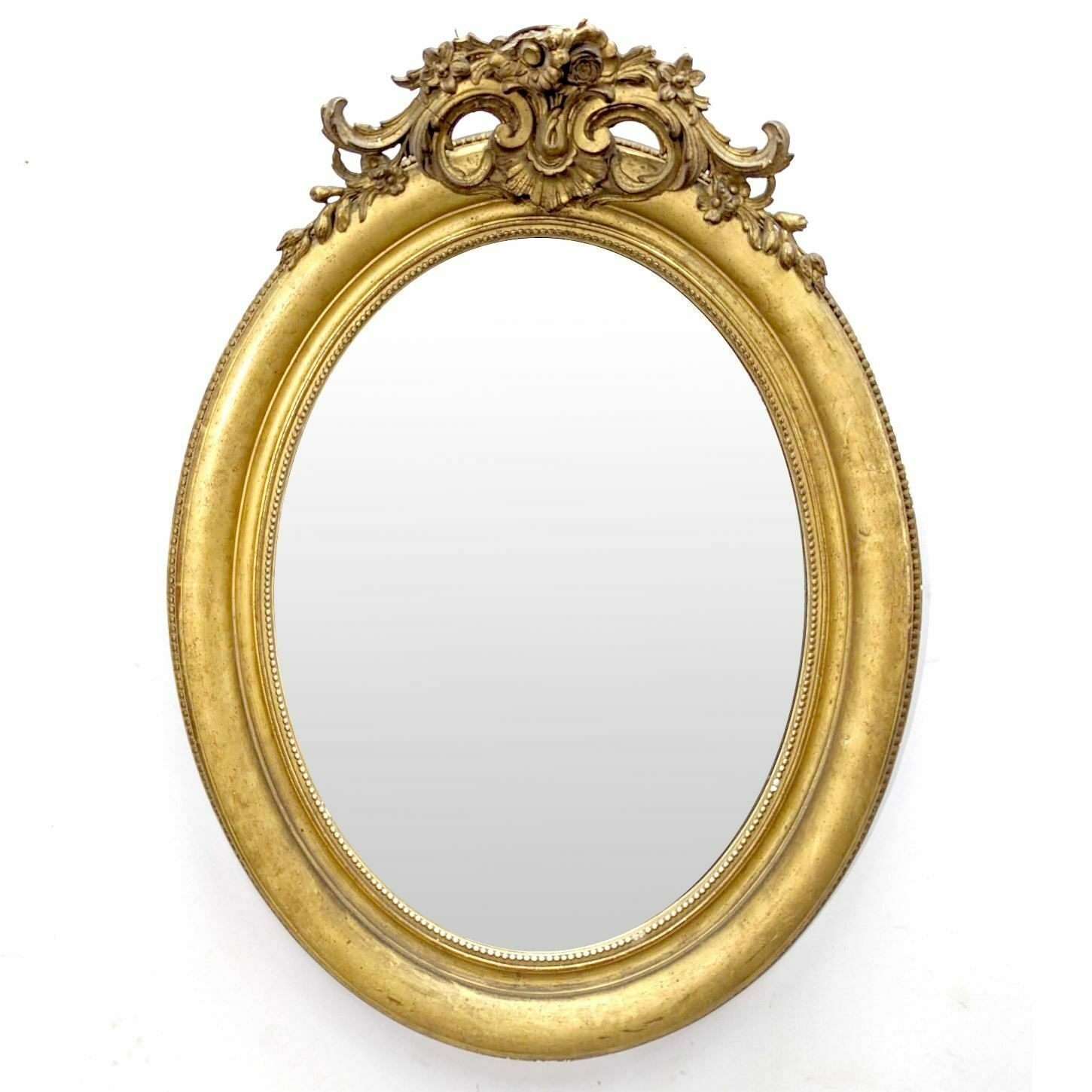 Napoleon III Oval Mirror In Gilded Stucco, 19th Century