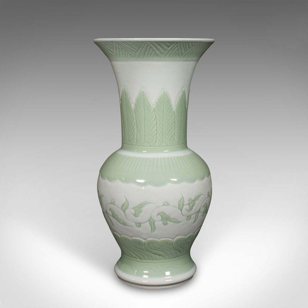 Large Antique Flower Urn, Chinese, Celadon Ceramic Display Vase, Victorian, 1900 photo furniture