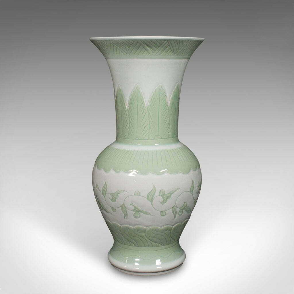 Large Antique Flower Urn, Chinese, Celadon Ceramic Display Vase, Victorian, 1900 photo 385.0