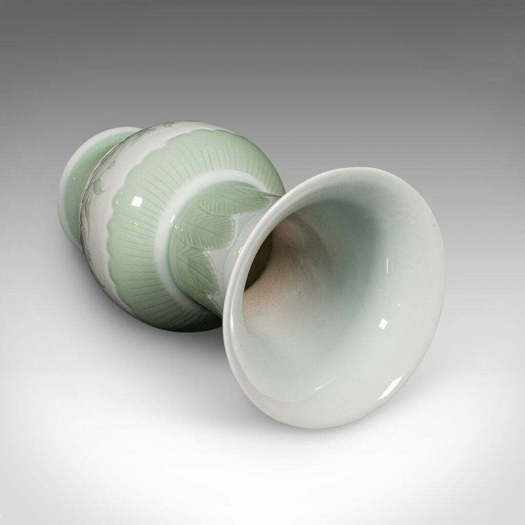 Large Antique Flower Urn, Chinese, Celadon Ceramic Display Vase, Victorian, 1900 photo vinterior