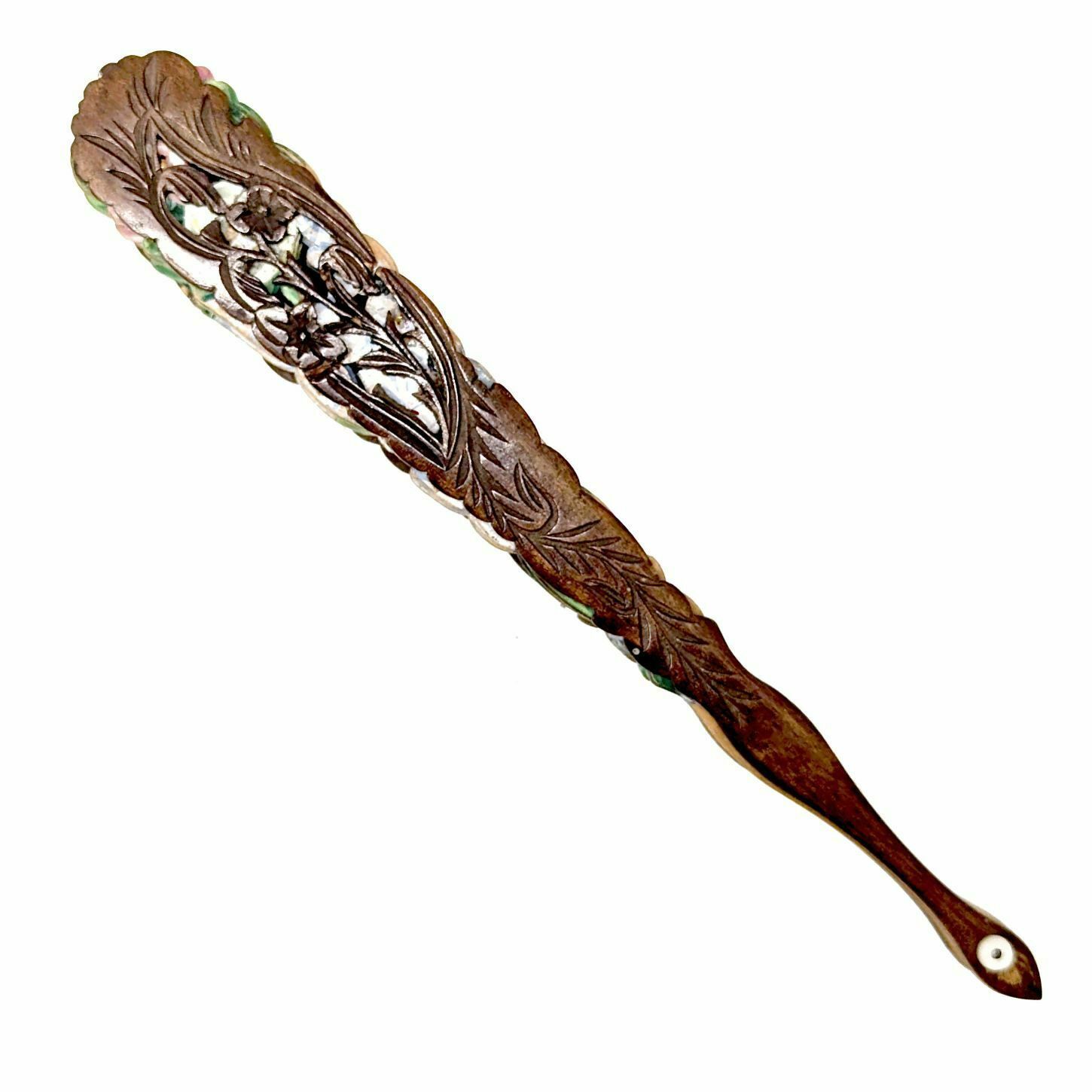 Napoleon III Period Wooden Floral Fan With Gouache Decoration photo for sale