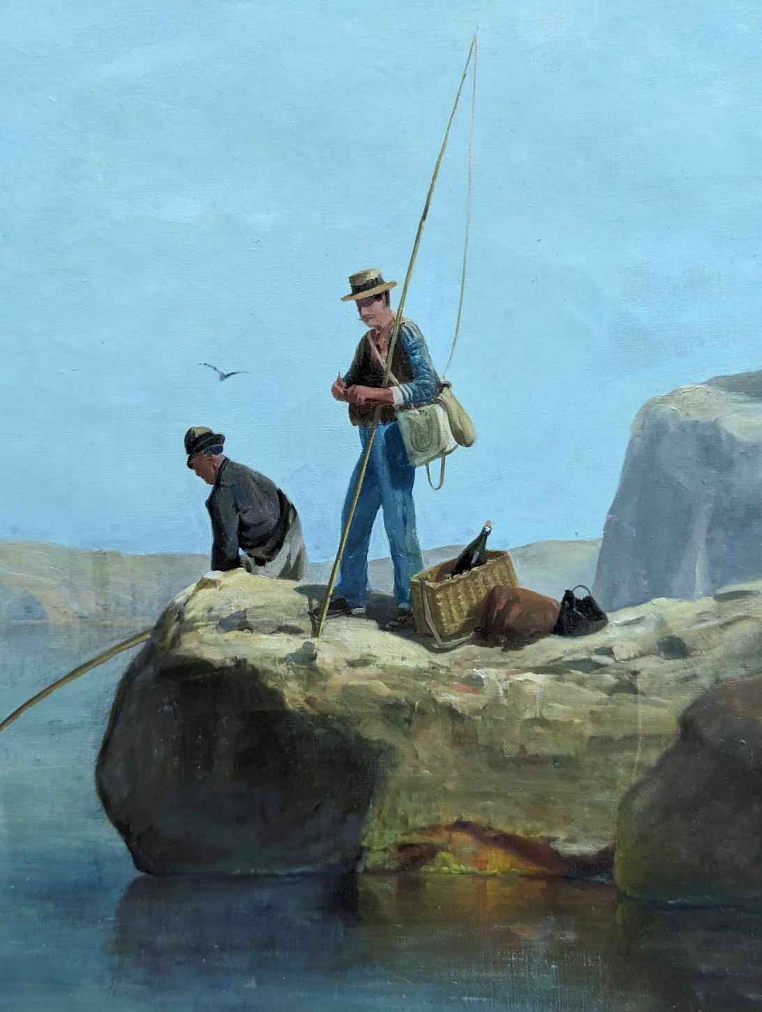 Oil On Canvas Fisherman By The Sea By F. Gautier photo for sale