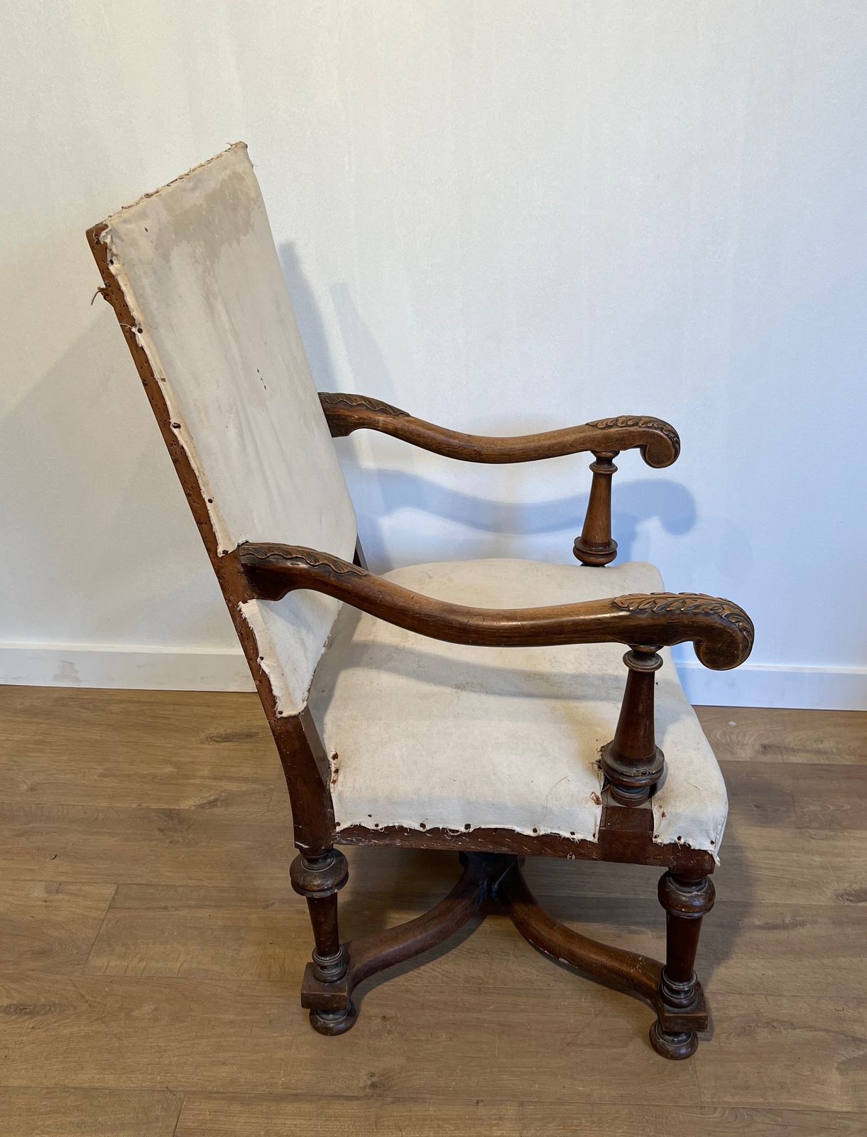 Pair Of Louis XIII Style High Back Walnut Armchairs photo buy