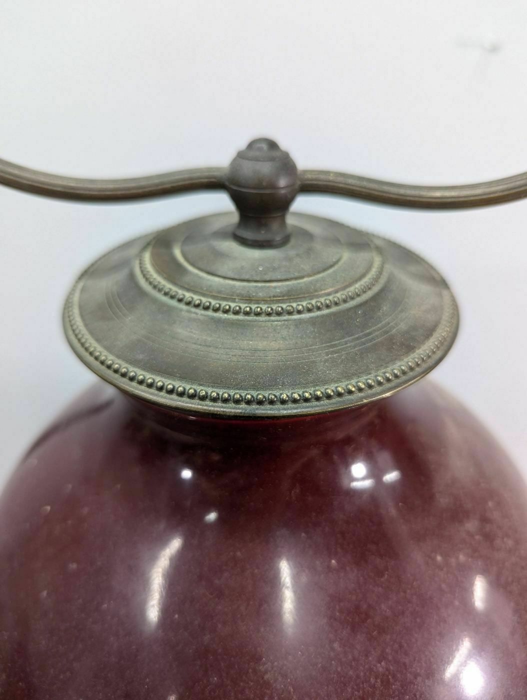 Chinese Oxblood Porcelain Vase Mounted As A Lamp photo for sale