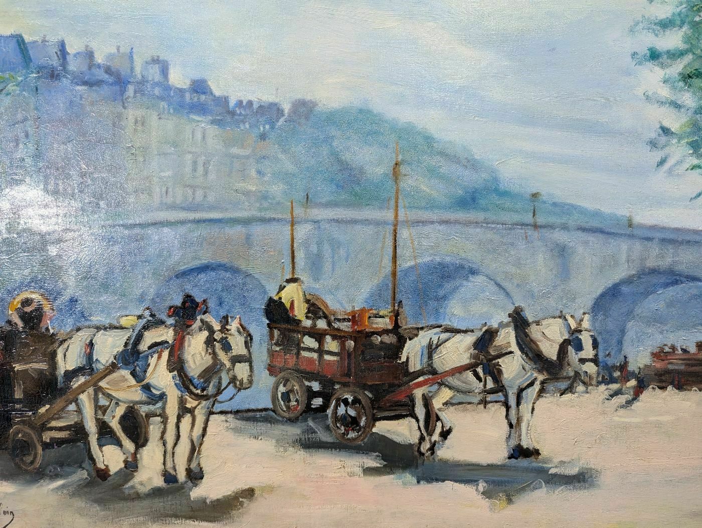 Parisian Scene On The Banks Of The Seine Gustave Madelain Oil Painting photo furniture