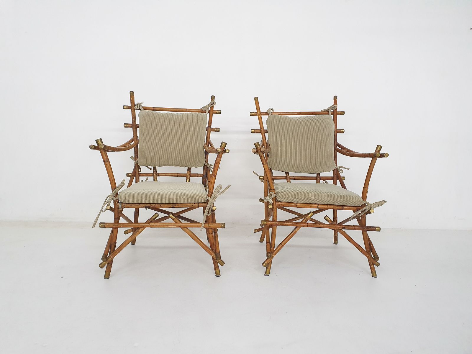 Set Of Two Bamboo Arm Chairs, Italy 1960's photo for sale