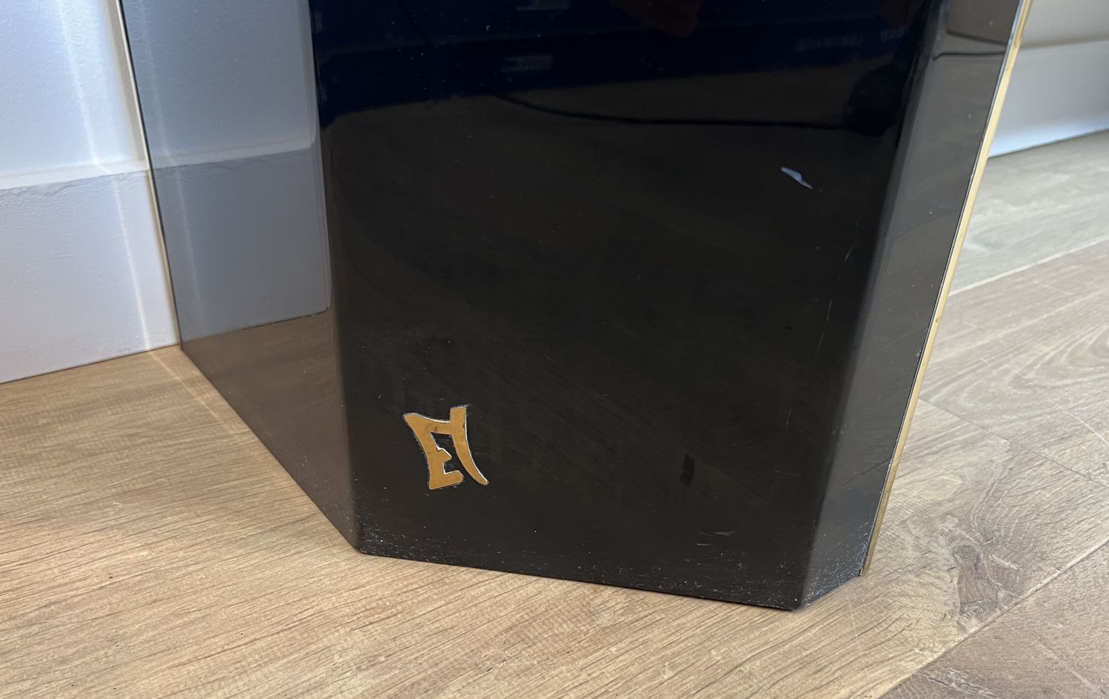 Console In Black Lacquer And Gold Metal Signed Jean Claude Mahey photo vinterior