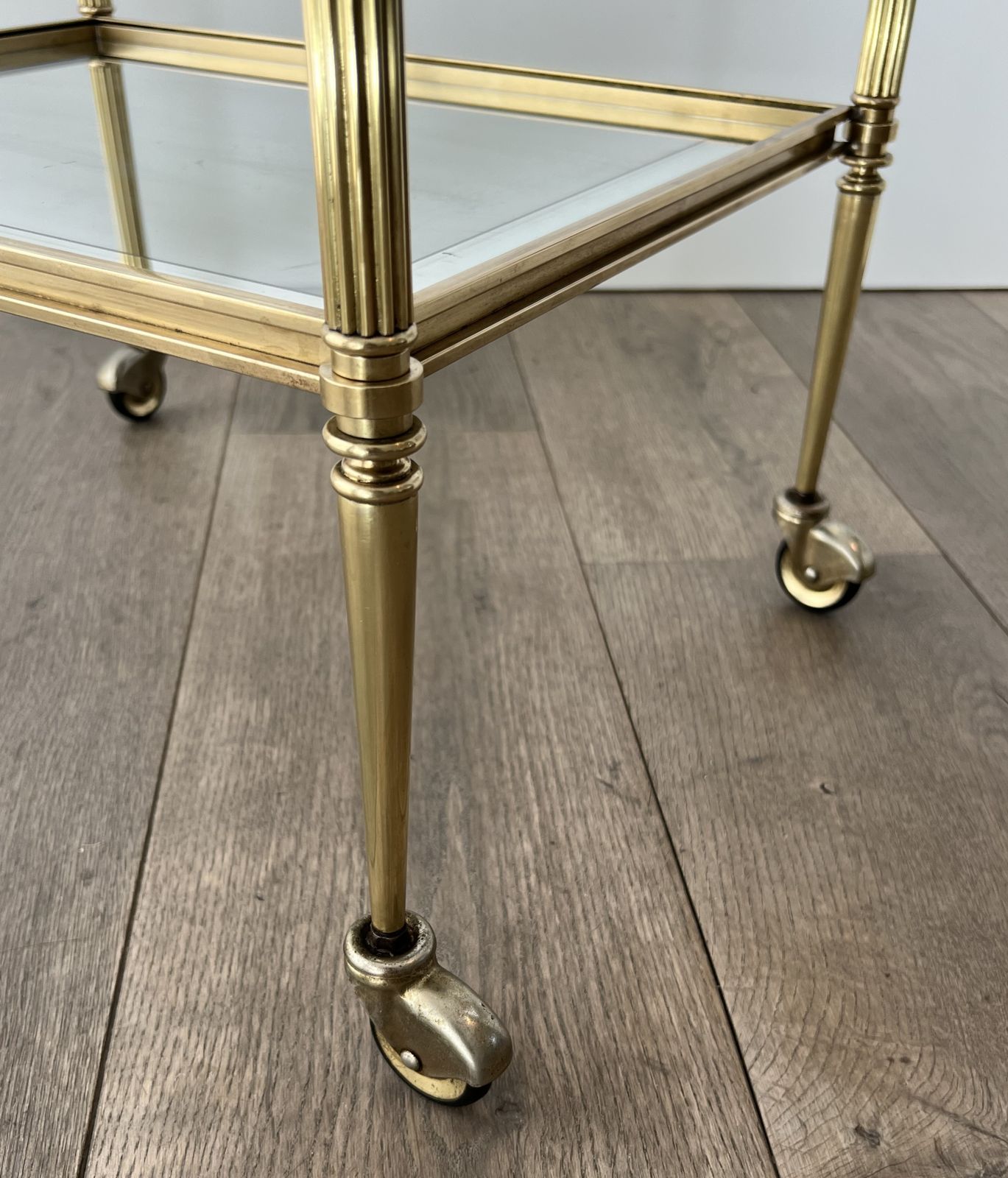 Furniture Rare Pair Of End Tables Forming Rolling Tables With Removable Top Trays From Maison Jansen photo
