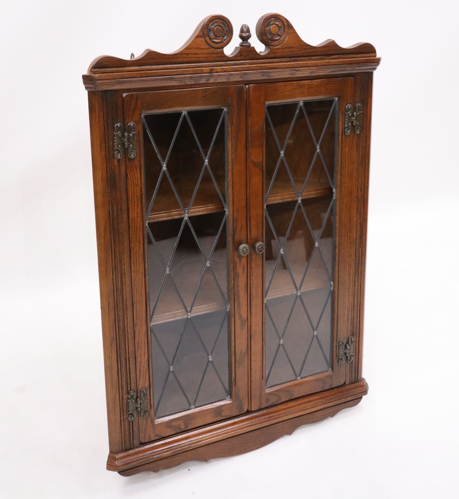 Old Charm Oak Hanging Corner Display Cabinet In Tudor Brown #19 Free Uk Delivery photo furniture