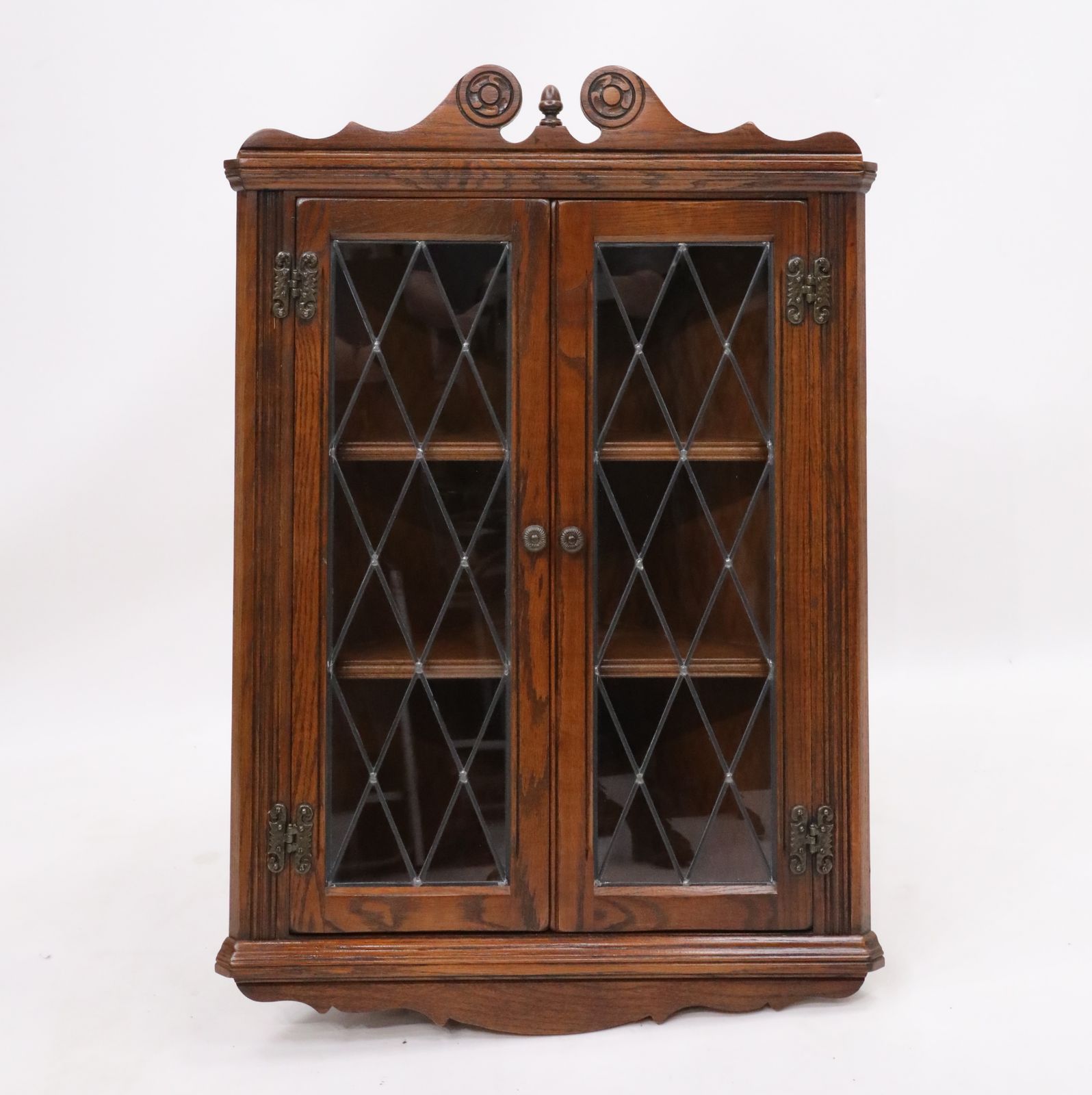 Old Charm Oak Hanging Corner Display Cabinet In Tudor Brown #19 Free Uk Delivery photo 217.0