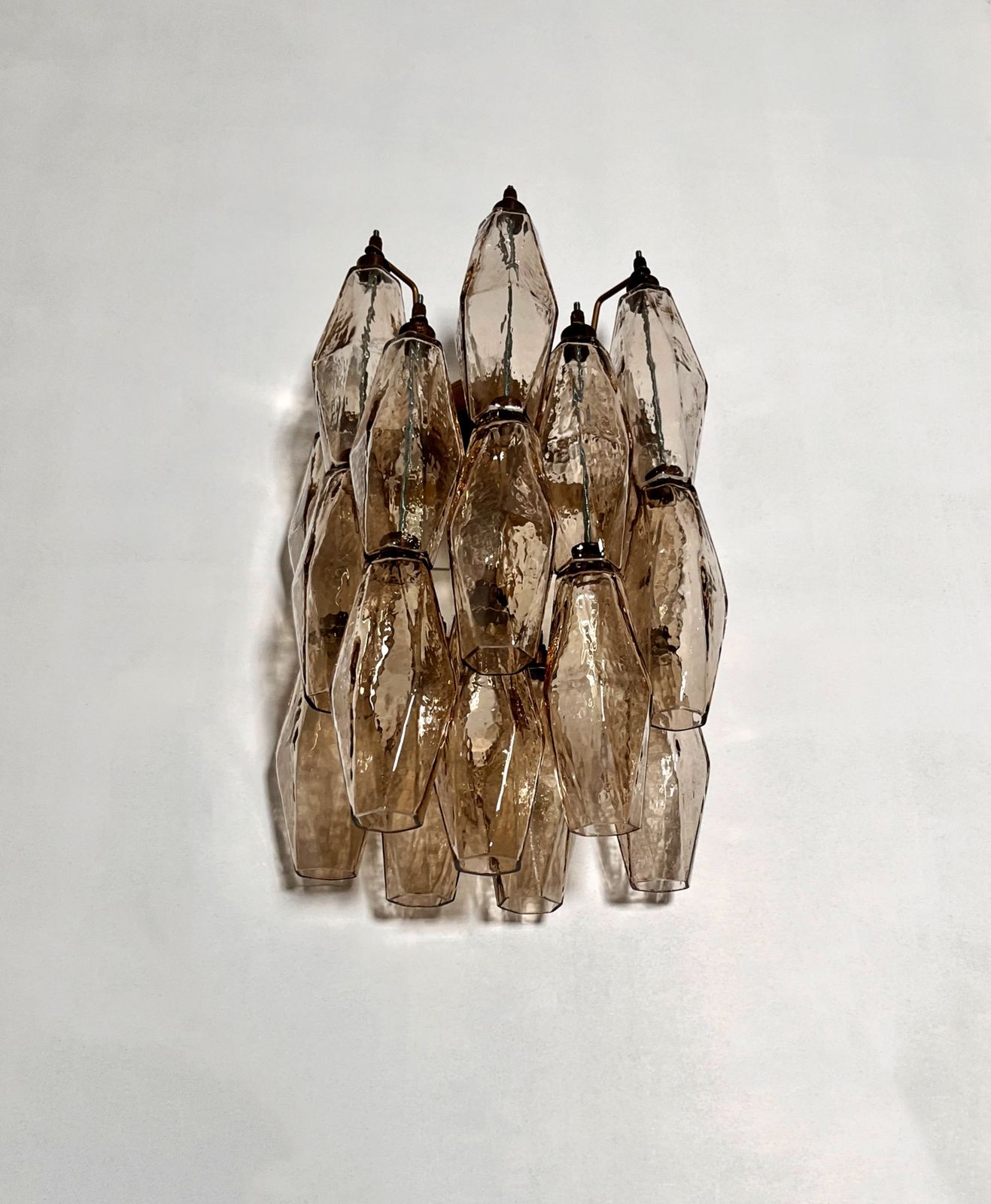 photo for sale Vintage Murano Italian Poliedri Smoked Glass Wall Sconces