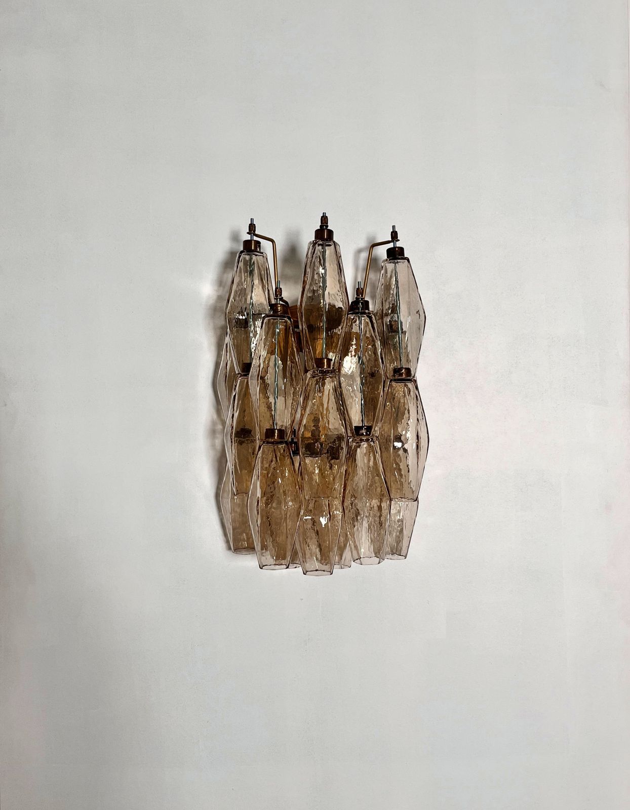 Lighting Vintage Murano Italian Poliedri Smoked Glass Wall Sconces photo